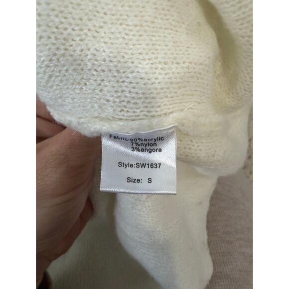 ELAN women's ivory sweater with ruffled sleeves women's size small - Picture 4 of 5